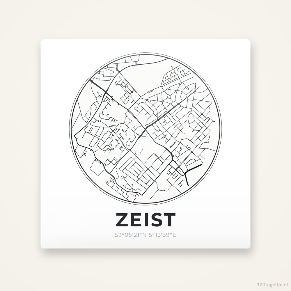 Tegeltje Zeist stadskaart rond