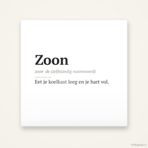 Zoon woordenboek, keramisch tegeltje 15 bij 15 cm
