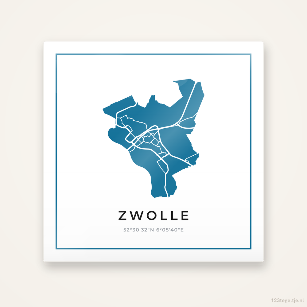 Tegeltje Zwolle silhouet met kader