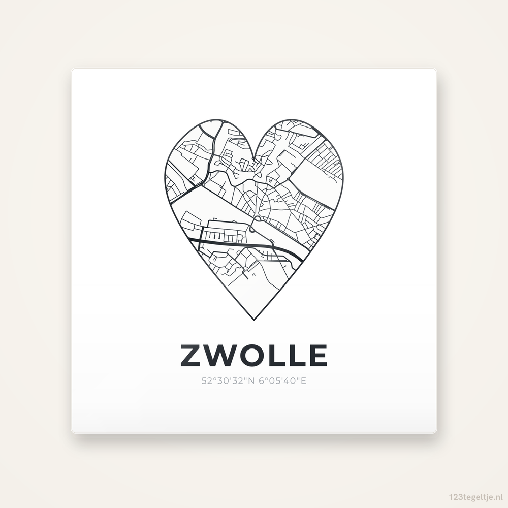Tegeltje Zwolle stadskaart hart