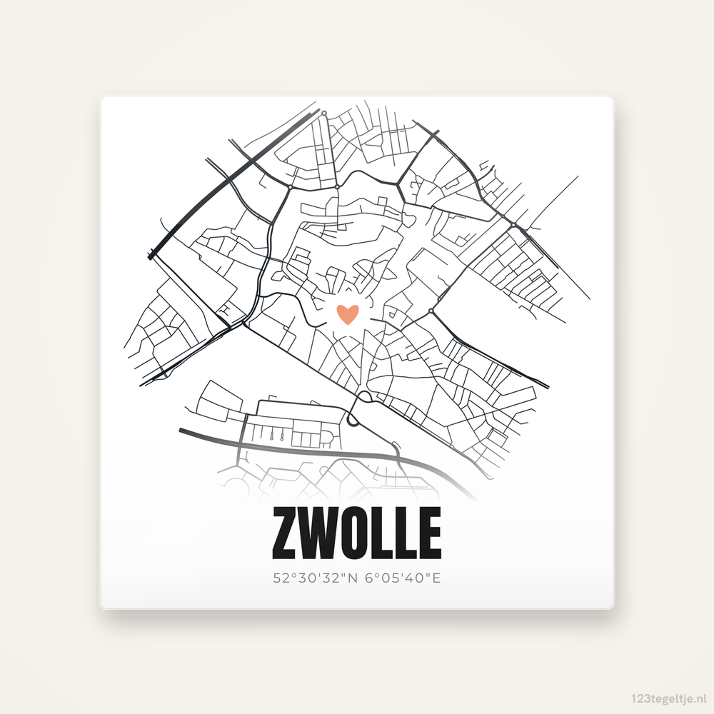Tegeltje Zwolle stadskaart