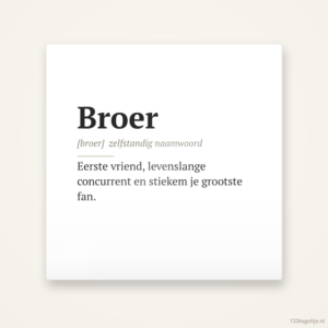 Broer · Woordenboek, keramisch tegeltje 15 bij 15 cm