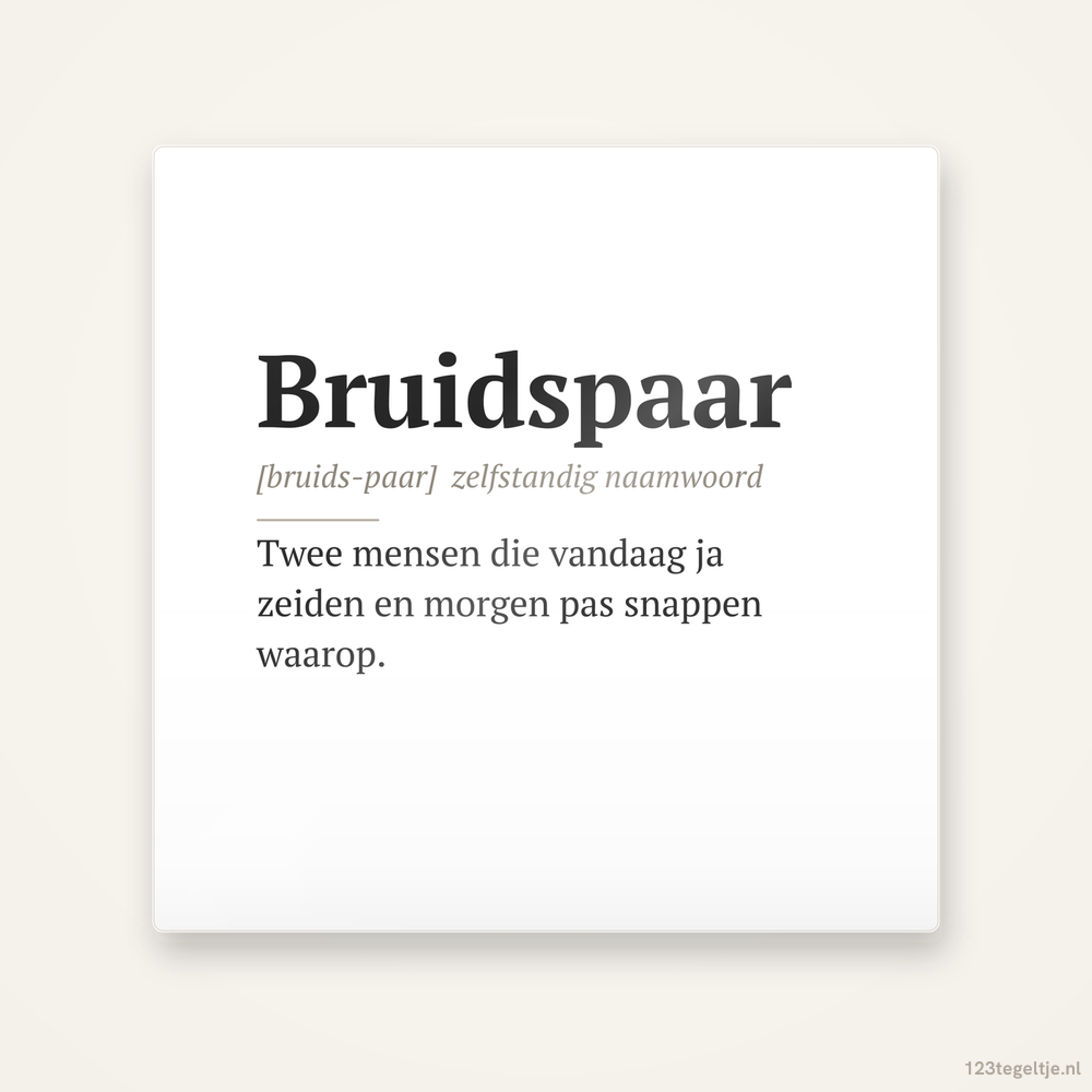 Bruidspaar · Woordenboek, keramisch tegeltje 15 bij 15 cm