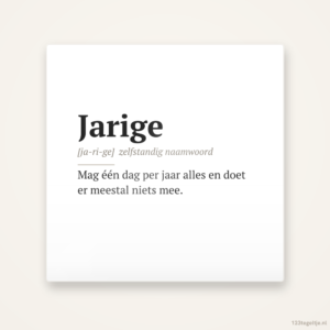 Jarige · Woordenboek, keramisch tegeltje 15 bij 15 cm