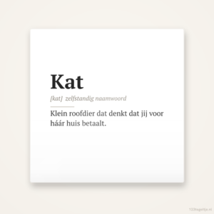 Kat · Woordenboek, keramisch tegeltje 15 bij 15 cm