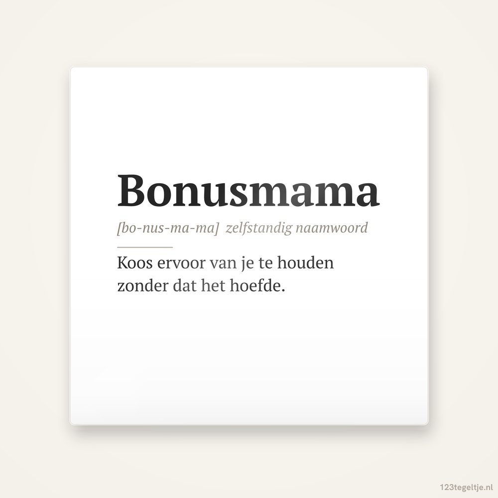 Bonusmama · Woordenboek, keramisch tegeltje 15 bij 15 cm