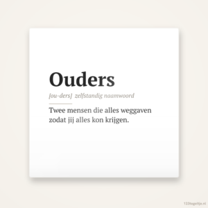 Ouders · Woordenboek, keramisch tegeltje 15 bij 15 cm