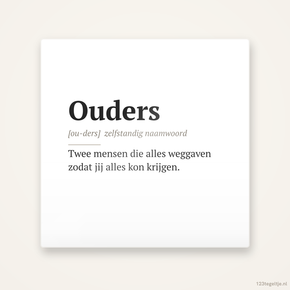 Ouders · Woordenboek, keramisch tegeltje 15 bij 15 cm