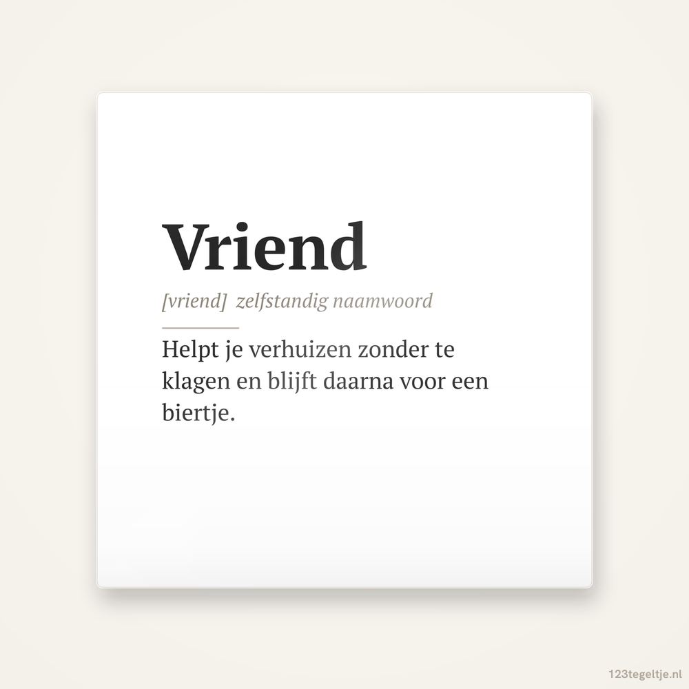 Vriend · Woordenboek, keramisch tegeltje 15 bij 15 cm
