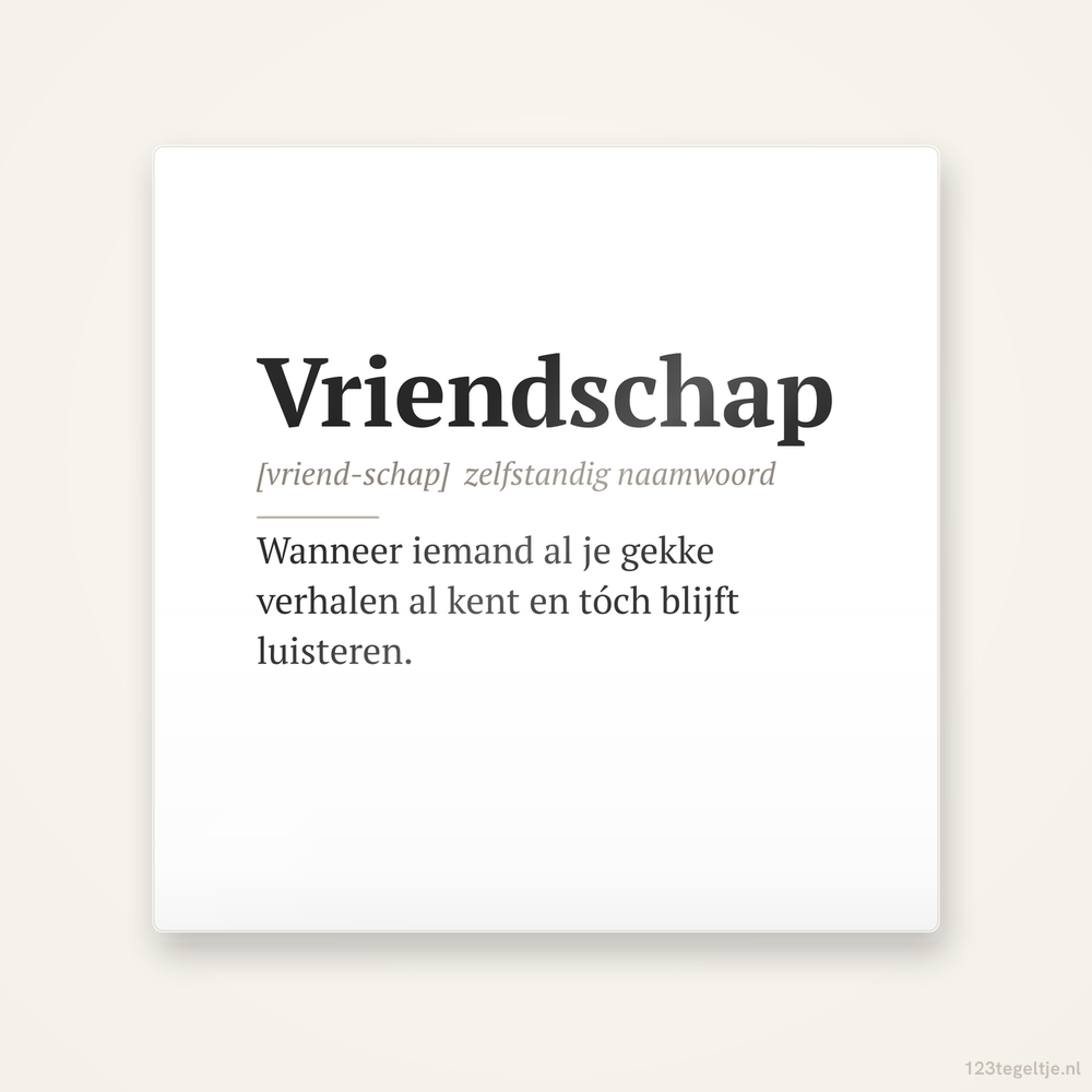 Vriendschap, keramisch tegeltje 15 bij 15 cm
